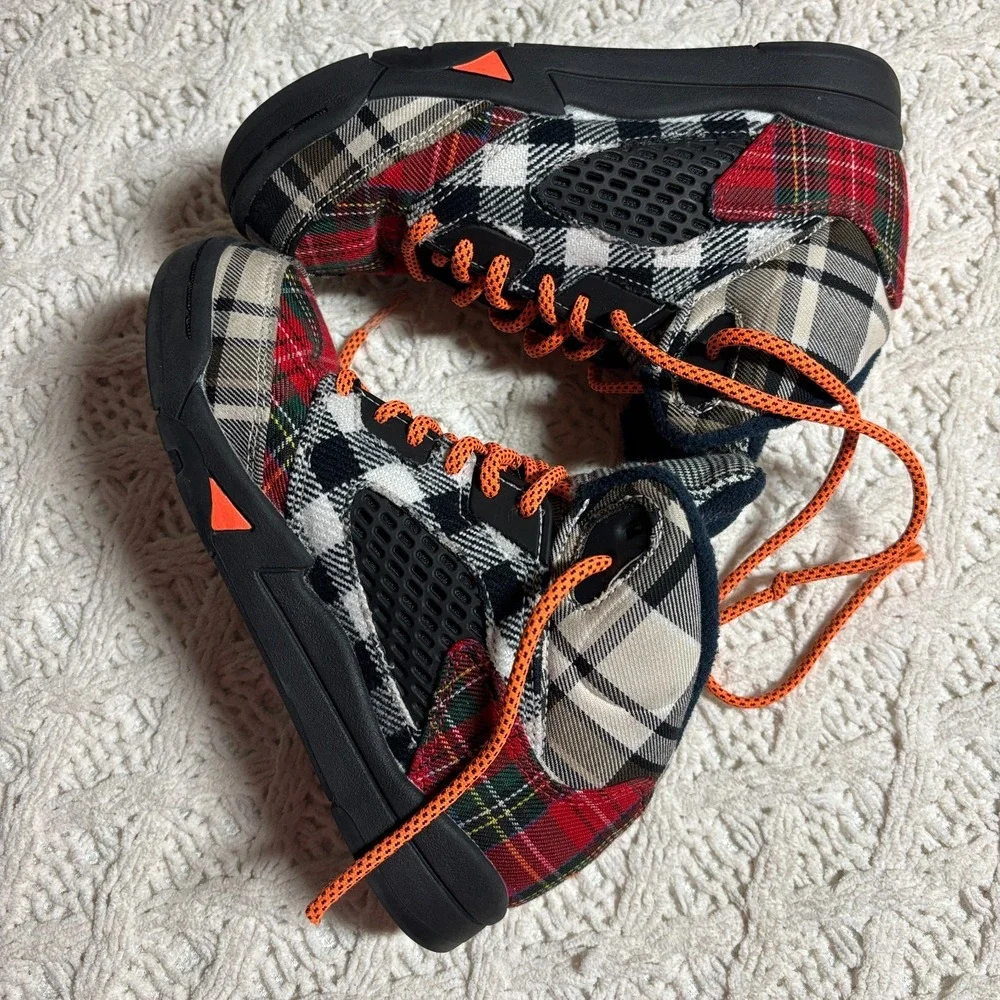 Air Jordan Textile Sneakers‎ Multi-Color Tartan Plaid Patchwork US Size 1Y